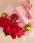Holiday Satin & Rhinestone Bow Scrunchie