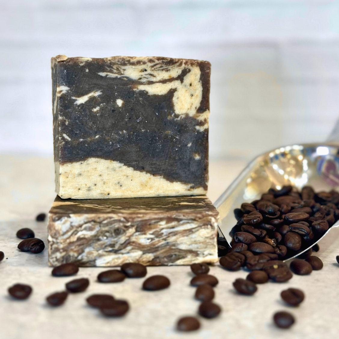 Coffee and Cream Soap Bar with Coffee Beans