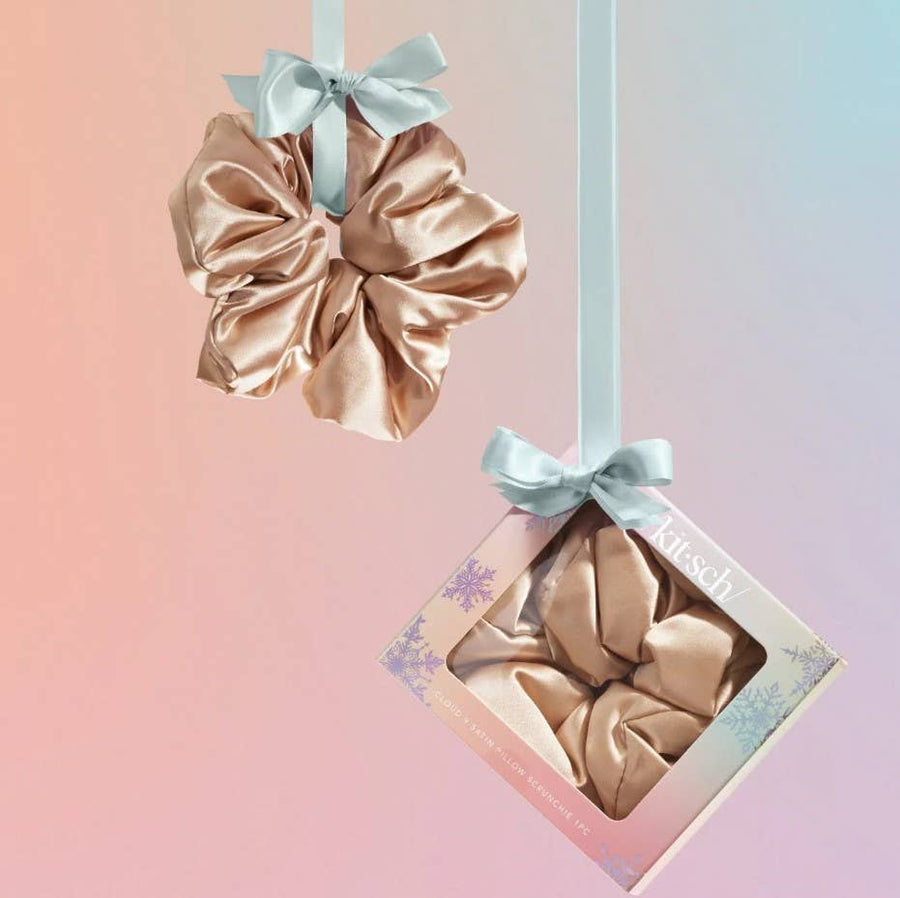 Holiday Cloud 9 Satin Pillow Scrunchie 1pc - Champagne