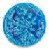 A round blue loofah soap with a visible textured pattern resembling a loofah or sponge on the surface.
