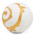A bath bomb with a white base and gold mica swirls.
