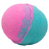 A bath bomb with pink and blue colors, designed to look like a mermaid's tail.